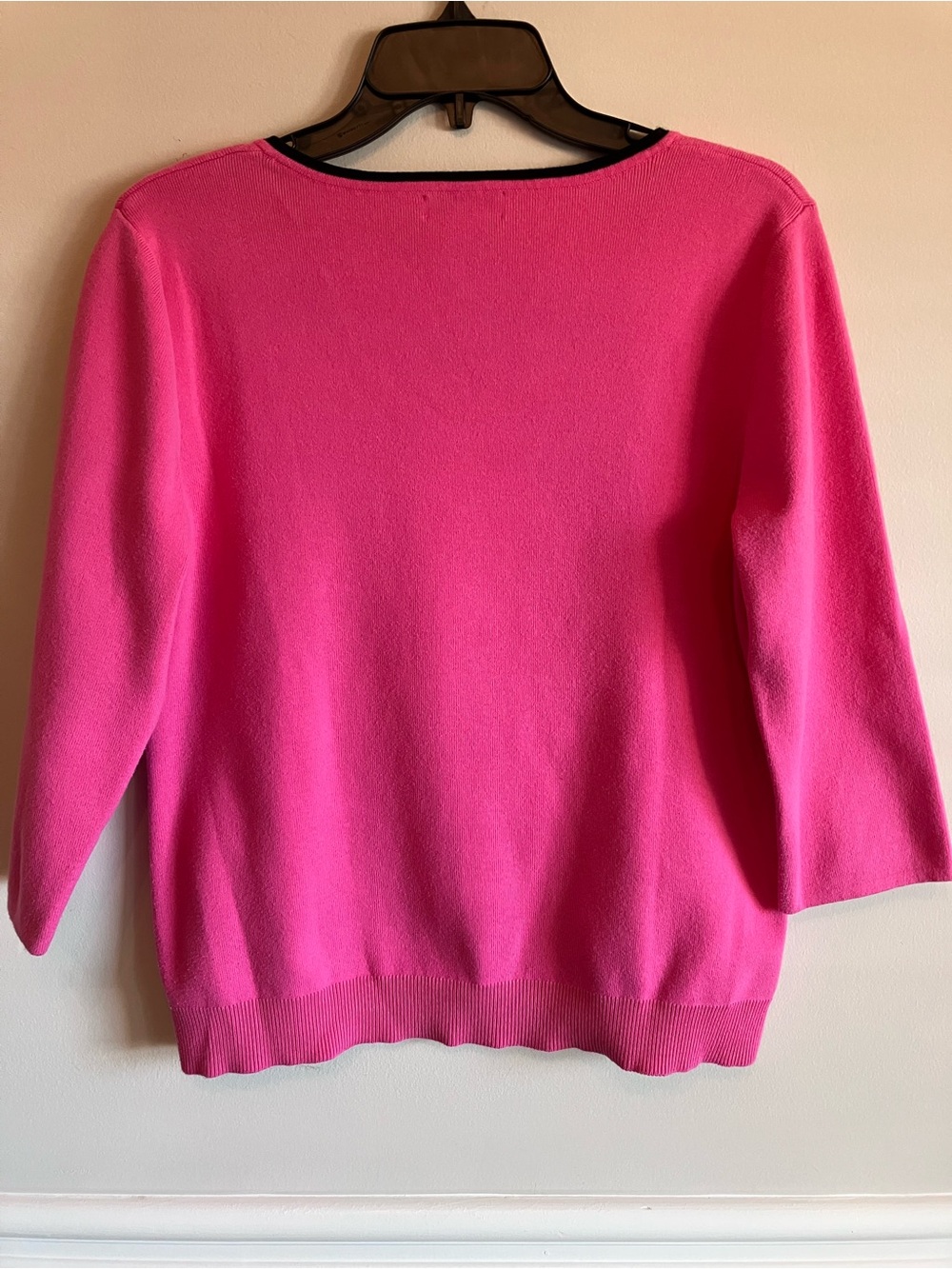 Kim Rogers Signature Retro Sweater Size L. TWEE pink black trim bow detail - Picture 2 of 6